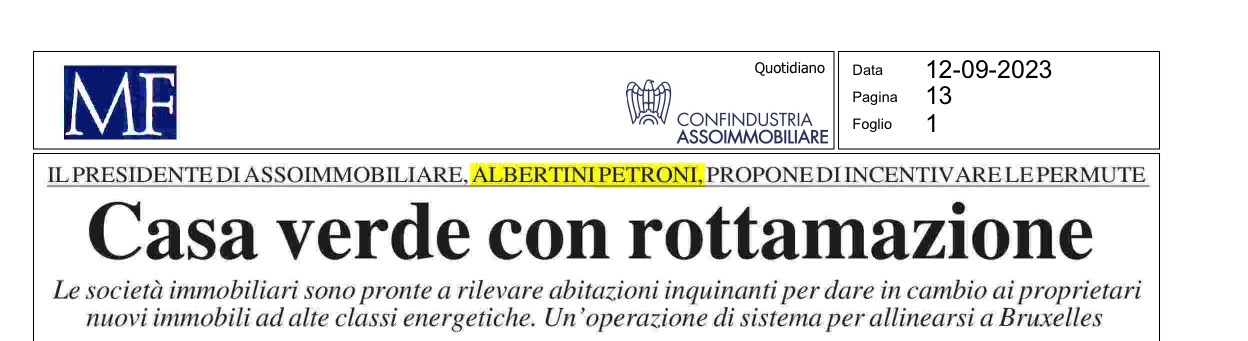 Leggi l'intervista al Presidente Albertini Petroni pubblicata oggi su MF - Milano Finanza